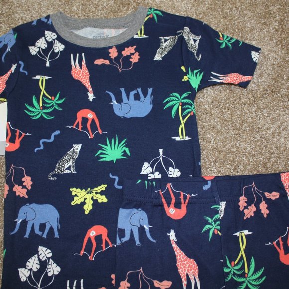 Carters Safari 4-piece Pajamas Set Shorts Summer Short-sleeved Boys Size 4 6 NWT - Picture 2 of 3